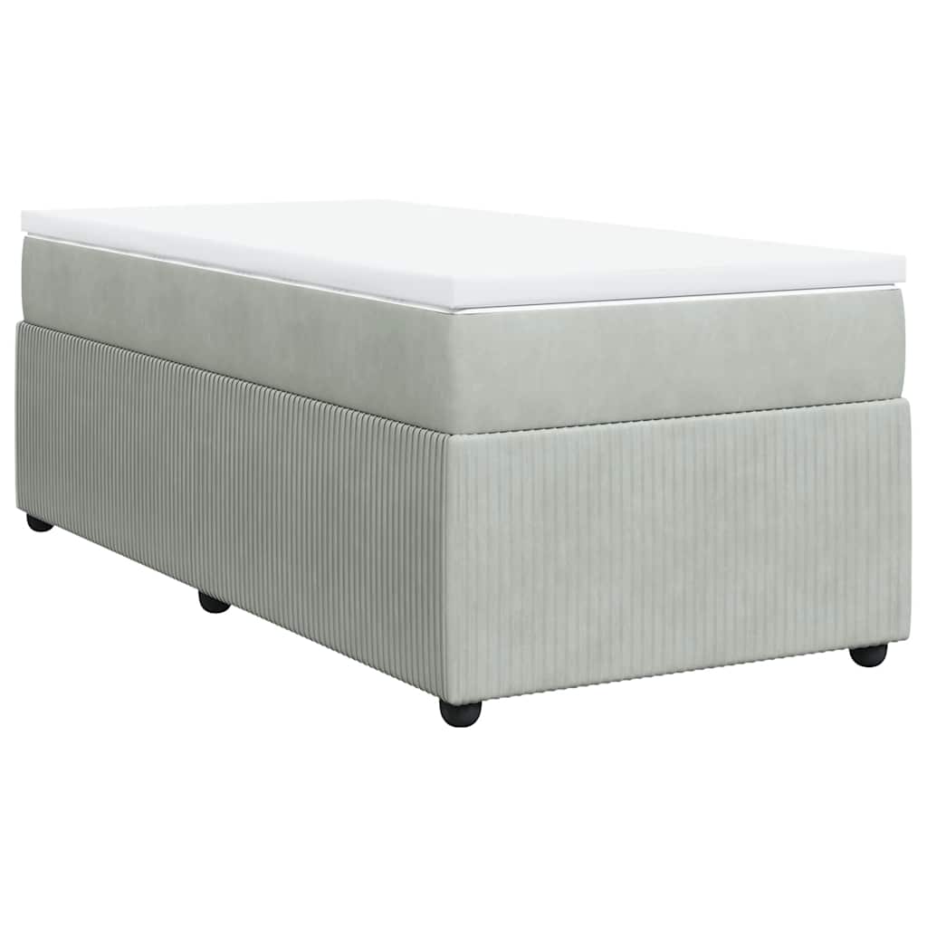 Boxspringbett mit Matratze Hellgrau 90x190 cm Samt