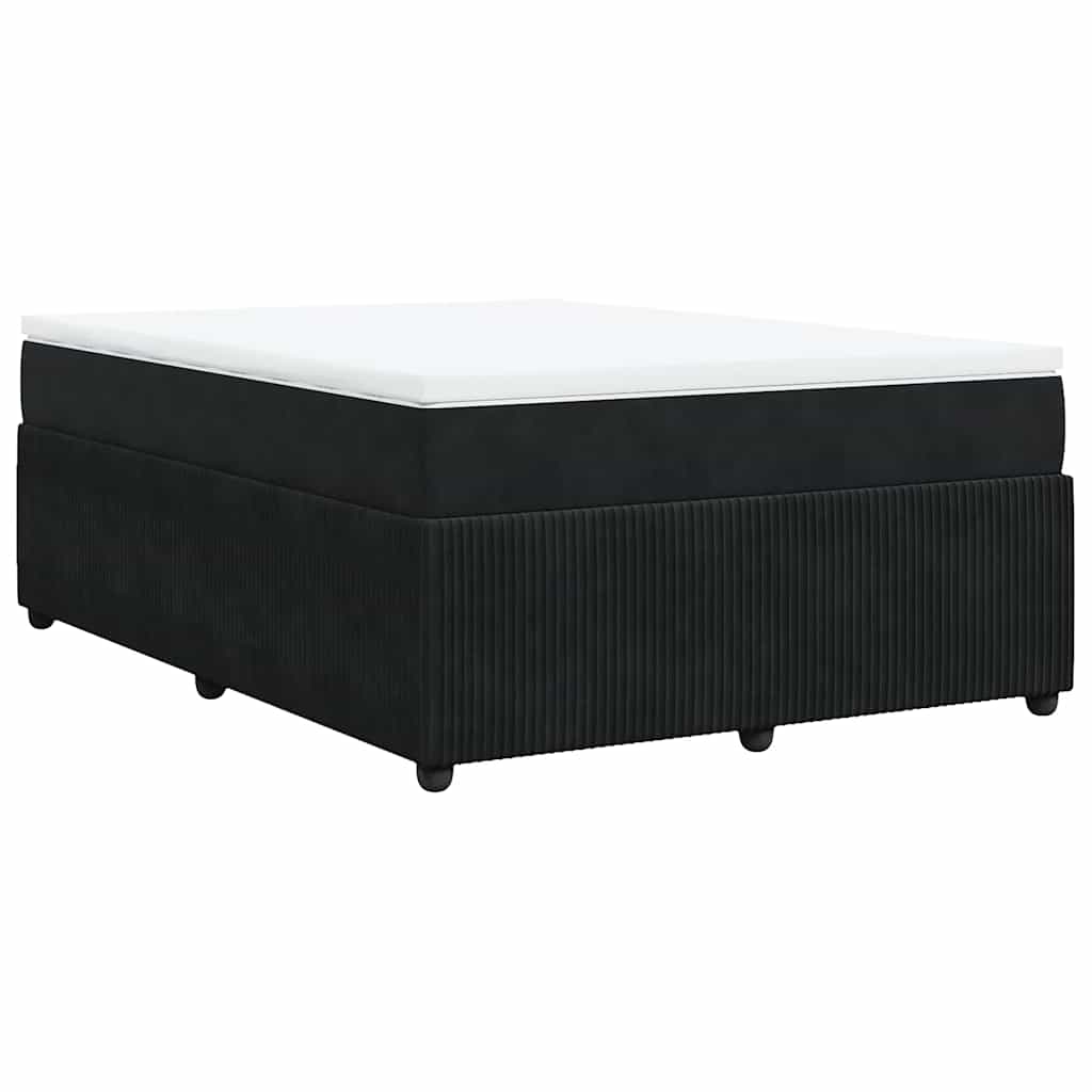 Boxspringbett mit Matratze Schwarz 140x200 cm Samt