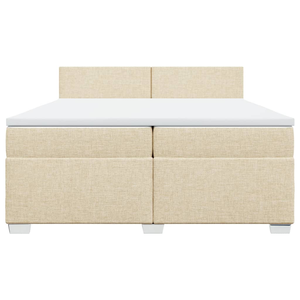Boxspringbett mit Matratze Creme 200x200 cm Stoff