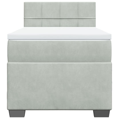 Boxspringbett mit Matratze Hellgrau 100x200 cm Samt