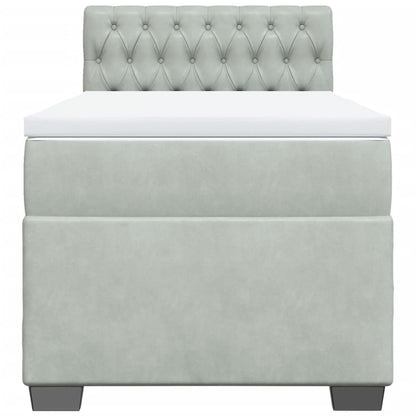 Boxspringbett mit Matratze Hellgrau 100x200 cm Samt