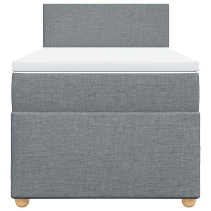 Boxspringbett mit Matratze Hellgrau 80x200 cm Stoff