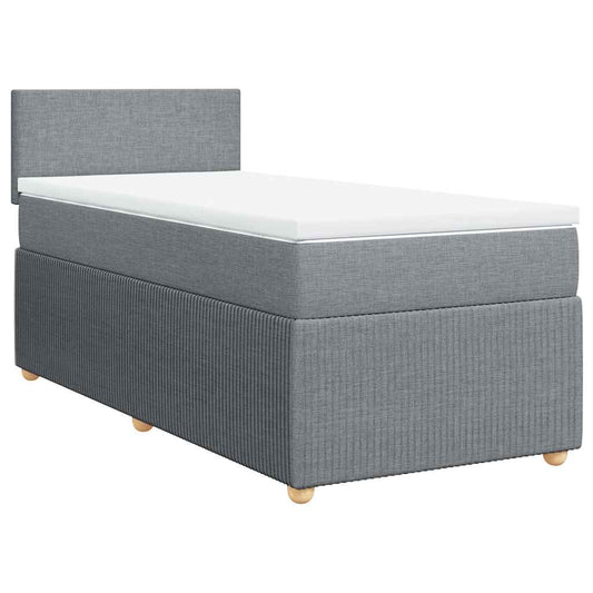 Boxspringbett mit Matratze Hellgrau 80x200 cm Stoff