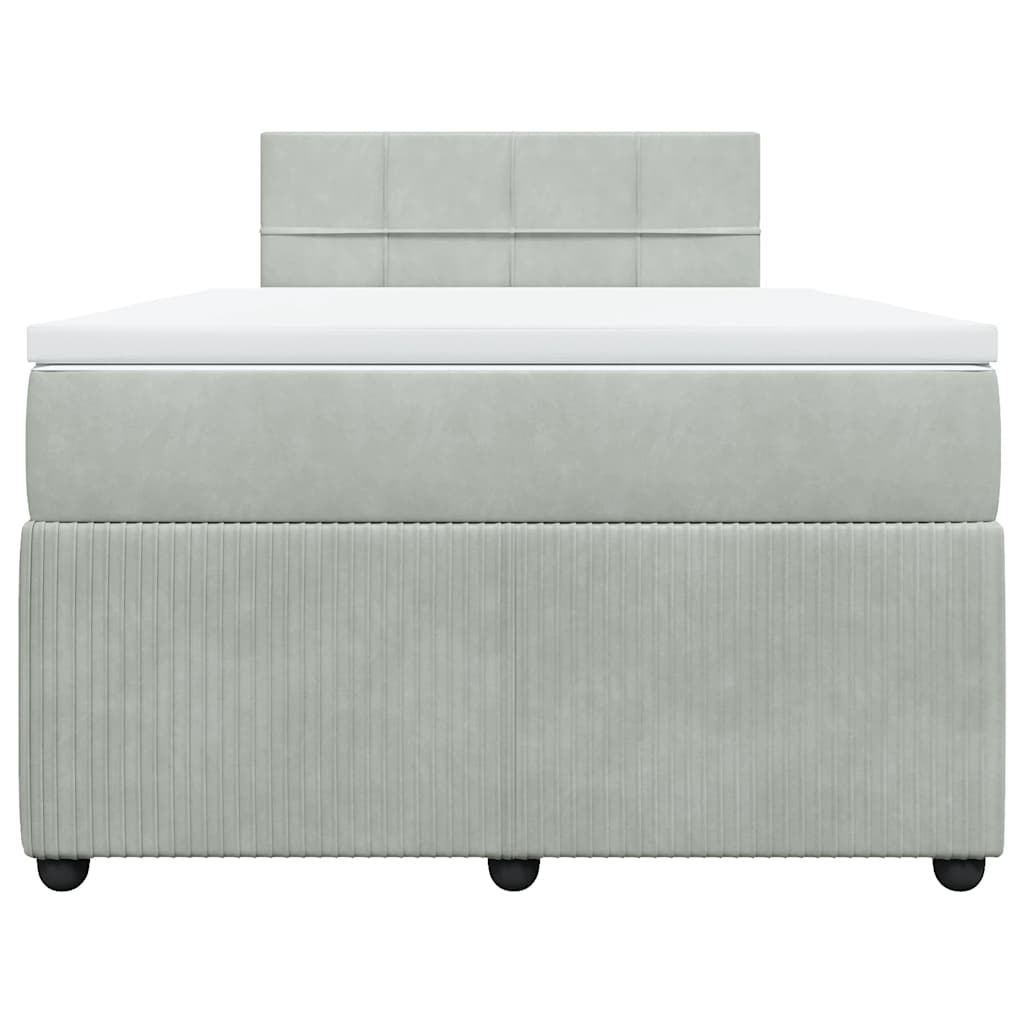 Boxspringbett mit Matratze Hellgrau 120x190 cm Samt