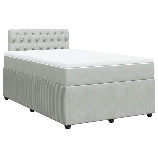 Boxspringbett mit Matratze Hellgrau 120x190 cm Samt