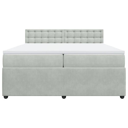 Boxspringbett mit Matratze Hellgrau 200x200 cm Samt