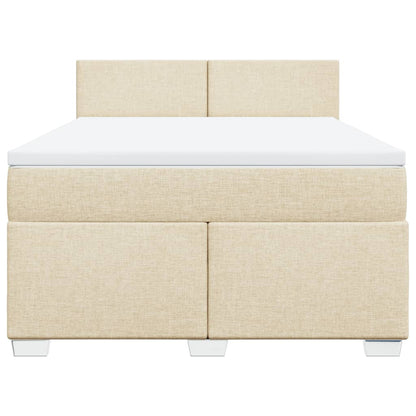 Boxspringbett mit Matratze Creme 160x200 cm Stoff