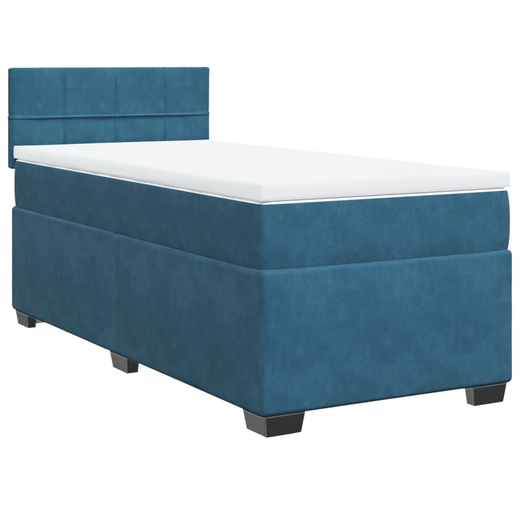 Boxspringbett mit Matratze Blau 90x190 cm Samt
