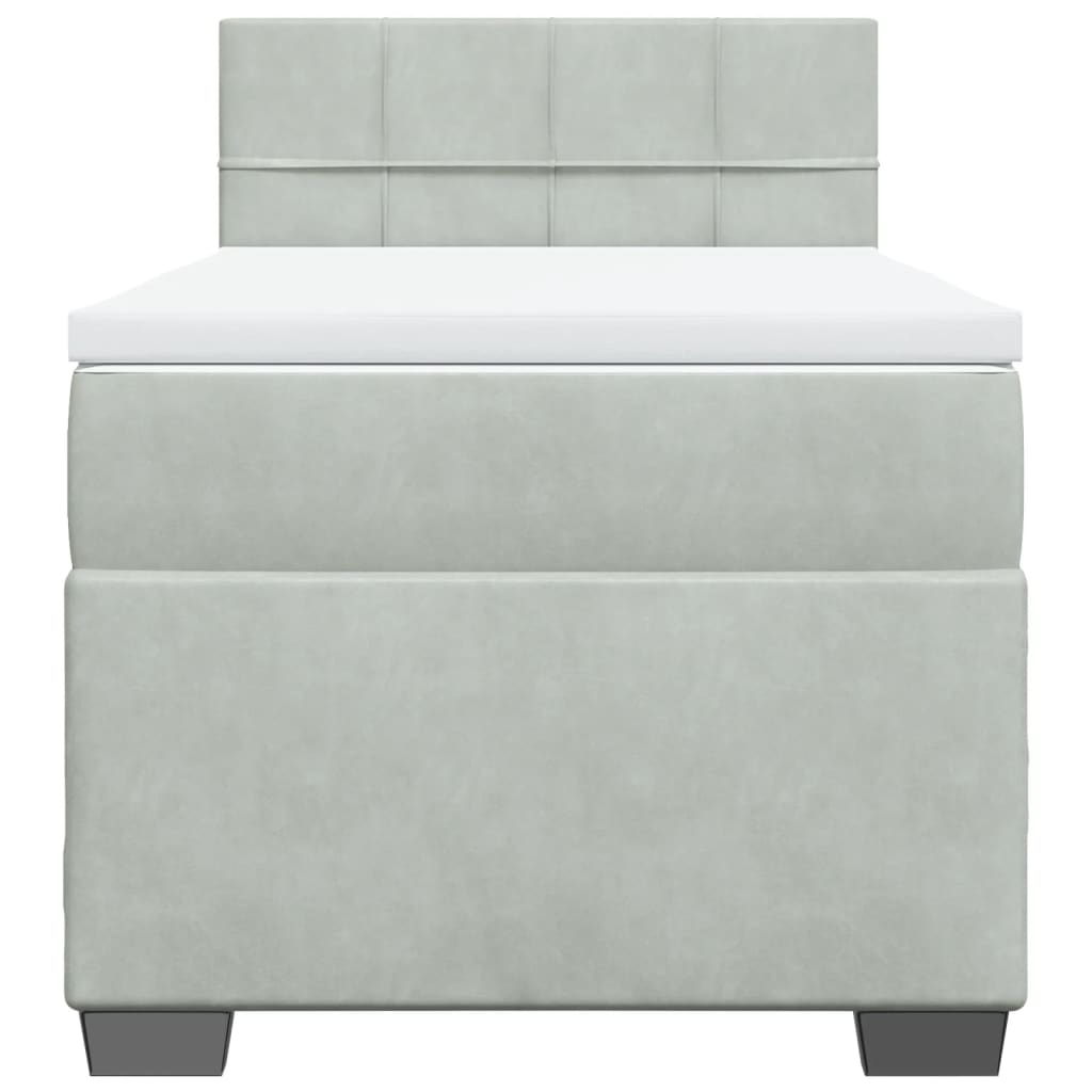 Boxspringbett mit Matratze Hellgrau 100x200 cm Samt