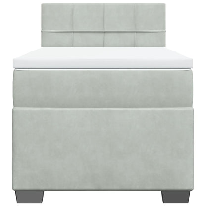 Boxspringbett mit Matratze Hellgrau 100x200 cm Samt