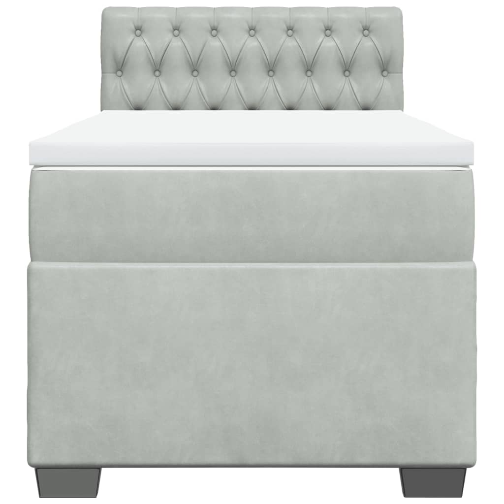 Boxspringbett mit Matratze Hellgrau 100x200 cm Samt