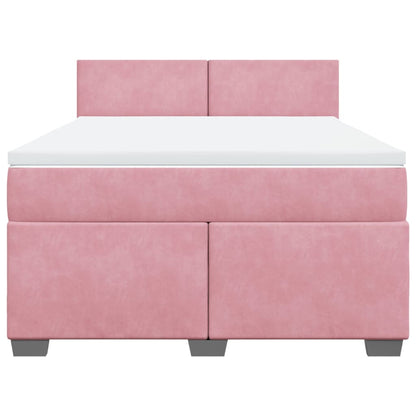 Boxspringbett mit Matratze Rosa 140x200 cm Samt