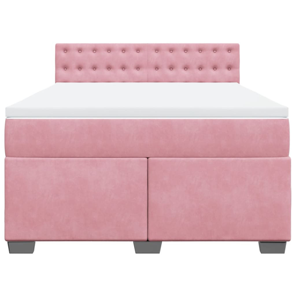 Boxspringbett mit Matratze Rosa 140x200 cm Samt