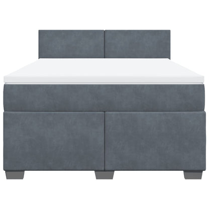 Boxspringbett mit Matratze Dunkelgrau 160x200 cm Samt