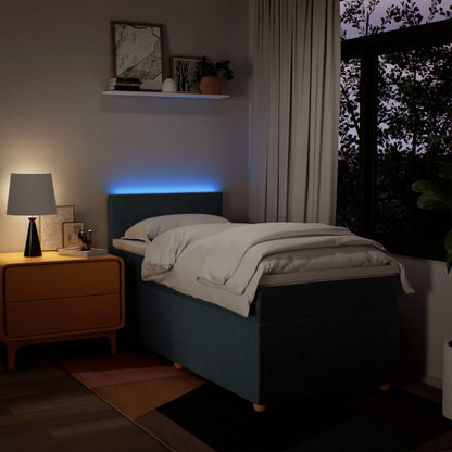 Boxspringbett mit Matratze Blau 100x200 cm Stoff