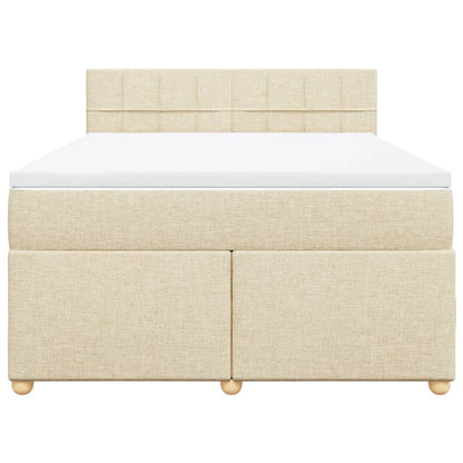 Boxspringbett mit Matratze Creme 160x200 cm Stoff