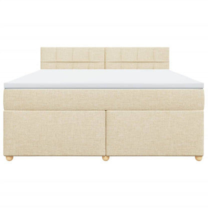 Boxspringbett mit Matratze Creme 180x200 cm Stoff
