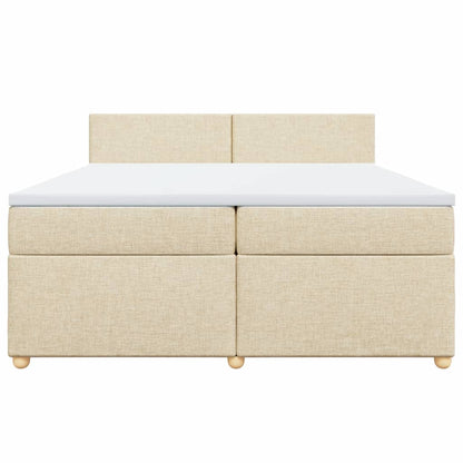Boxspringbett mit Matratze Creme 200x200 cm Stoff