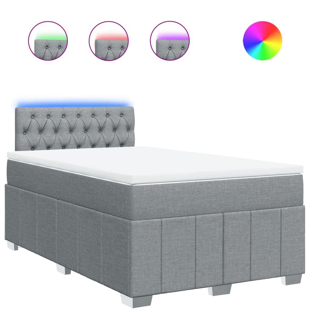 Boxspringbett mit Matratze Hellgrau 120x190 cm Stoff