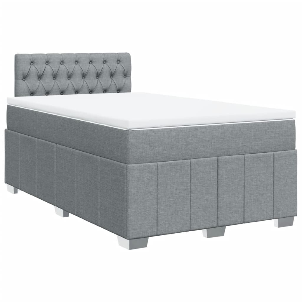 Boxspringbett mit Matratze Hellgrau 120x190 cm Stoff