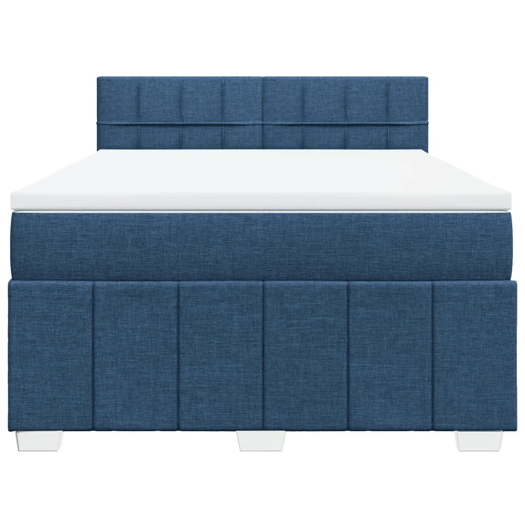 Boxspringbett mit Matratze Blau 140x200 cm Stoff