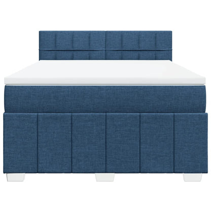 Boxspringbett mit Matratze Blau 140x200 cm Stoff