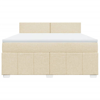 Boxspringbett mit Matratze Creme 180x200 cm Stoff