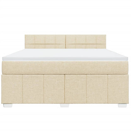 Boxspringbett mit Matratze Creme 180x200 cm Stoff