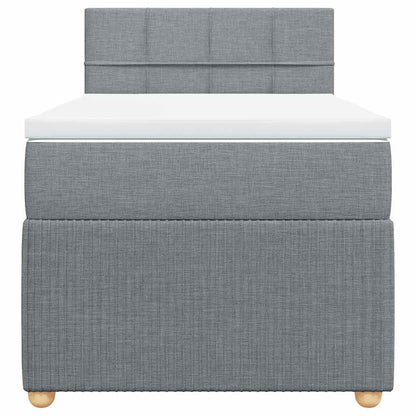Boxspringbett mit Matratze Hellgrau 80x200 cm Stoff