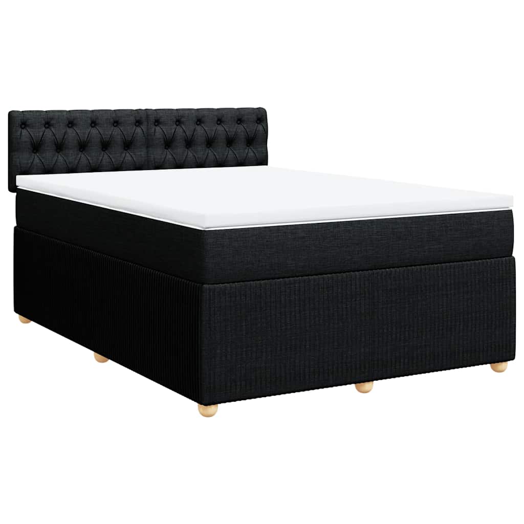 Boxspringbett mit Matratze Schwarz 140x190 cm Stoff