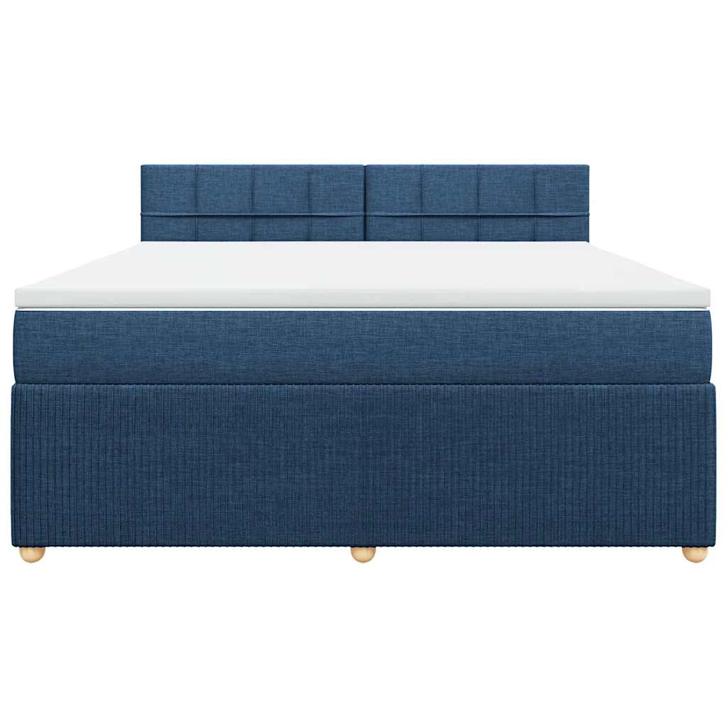 Boxspringbett mit Matratze Blau 180x200 cm Stoff