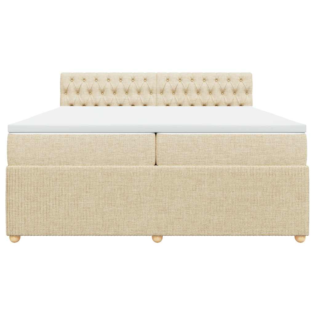 Boxspringbett mit Matratze Creme 200x200 cm Stoff