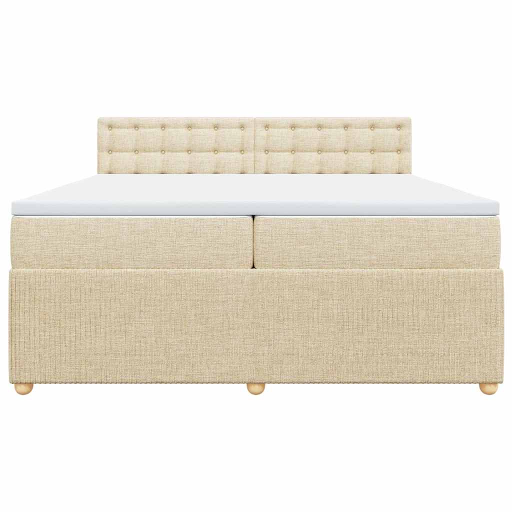 Boxspringbett mit Matratze Creme 200x200 cm Stoff