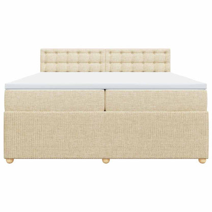 Boxspringbett mit Matratze Creme 200x200 cm Stoff