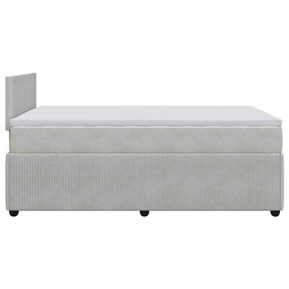 Boxspringbett mit Matratze Hellgrau 120x190 cm Samt