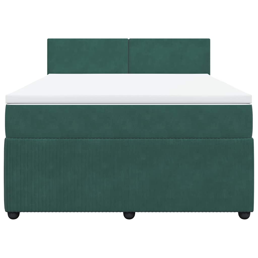 Boxspringbett mit Matratze Dunkelgrün 140x200 cm Samt