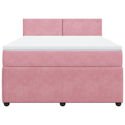 Boxspringbett mit Matratze Rosa 140x200 cm Samt