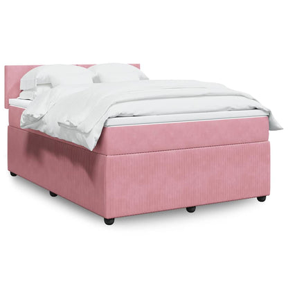 Boxspringbett mit Matratze Rosa 140x200 cm Samt