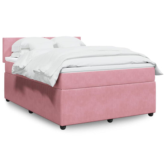 Boxspringbett mit Matratze Rosa 140x200 cm Samt