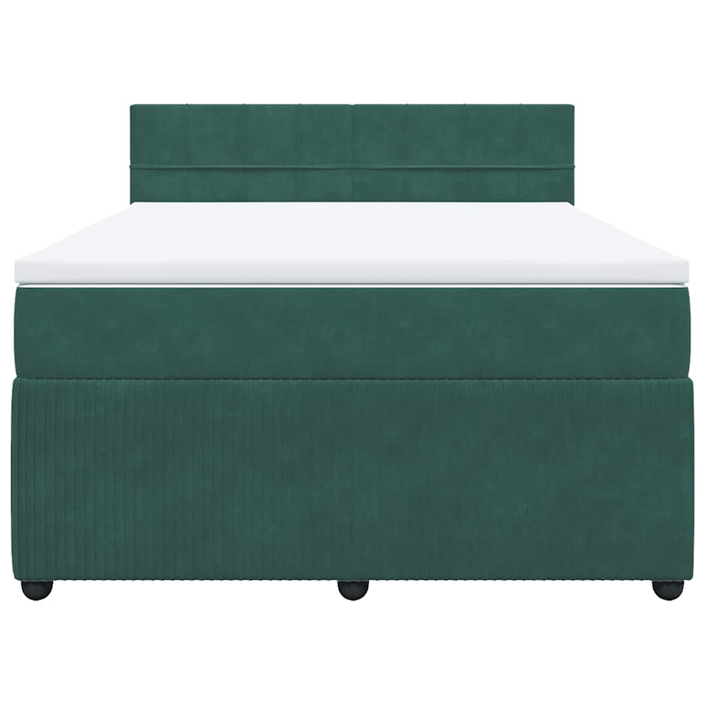 Boxspringbett mit Matratze Dunkelgrün 140x200 cm Samt