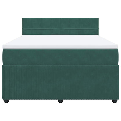Boxspringbett mit Matratze Dunkelgrün 140x200 cm Samt