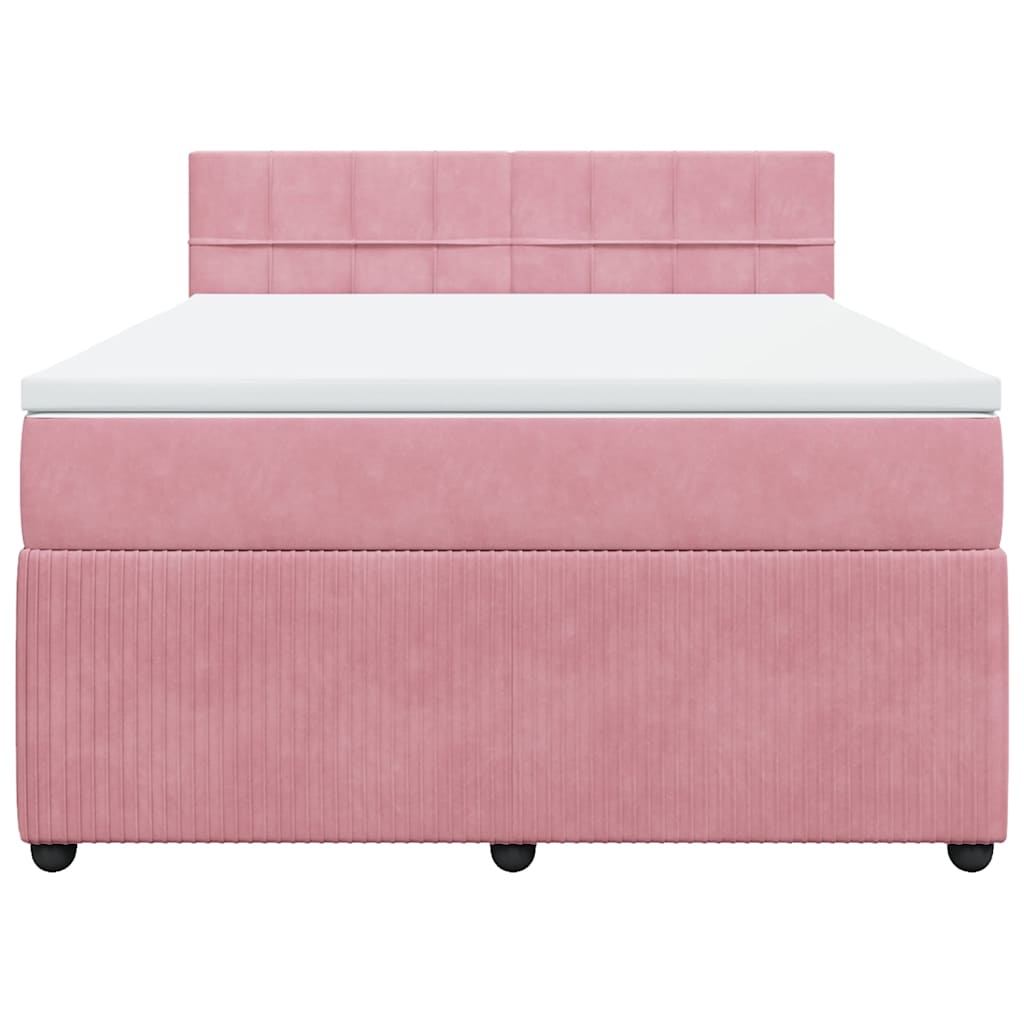 Boxspringbett mit Matratze Rosa 140x200 cm Samt