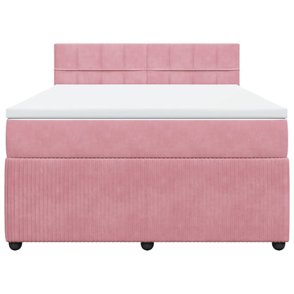 Boxspringbett mit Matratze Rosa 140x200 cm Samt