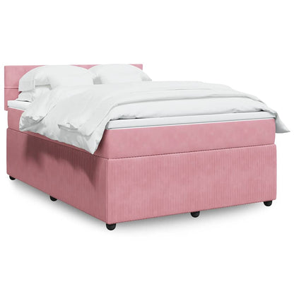 Boxspringbett mit Matratze Rosa 140x200 cm Samt