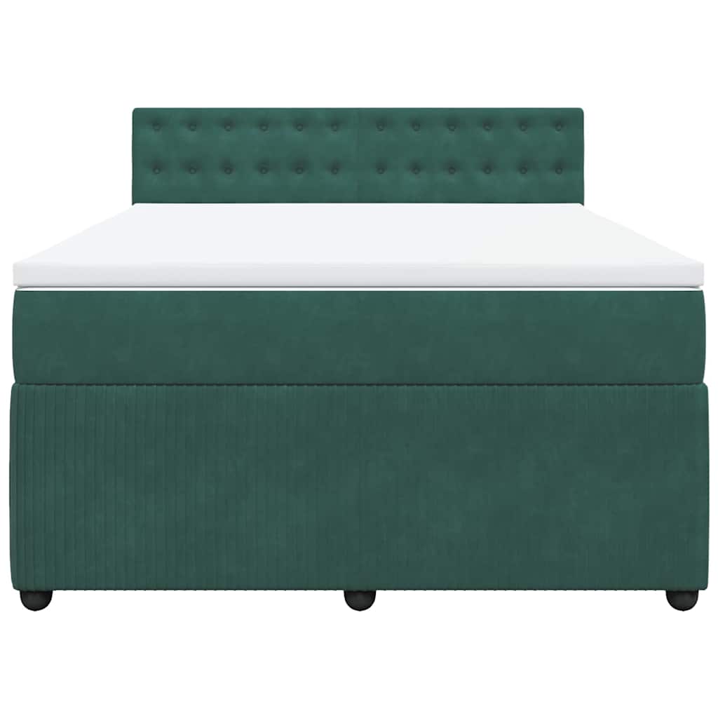 Boxspringbett mit Matratze Dunkelgrün 140x200 cm Samt