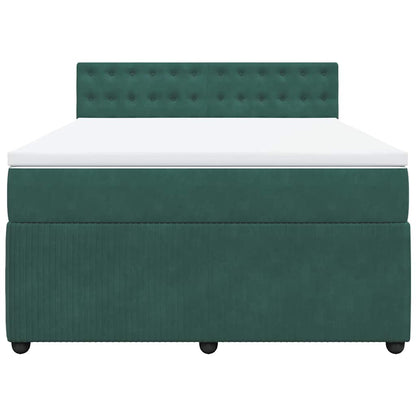 Boxspringbett mit Matratze Dunkelgrün 140x200 cm Samt