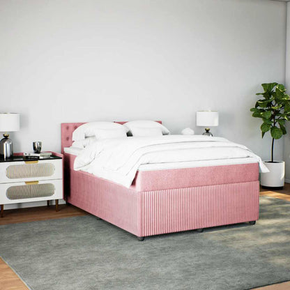 Boxspringbett mit Matratze Rosa 140x200 cm Samt