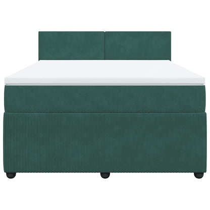 Boxspringbett mit Matratze Dunkelgrün 160x200 cm Samt