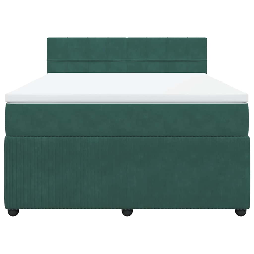 Boxspringbett mit Matratze Dunkelgrün 160x200 cm Samt