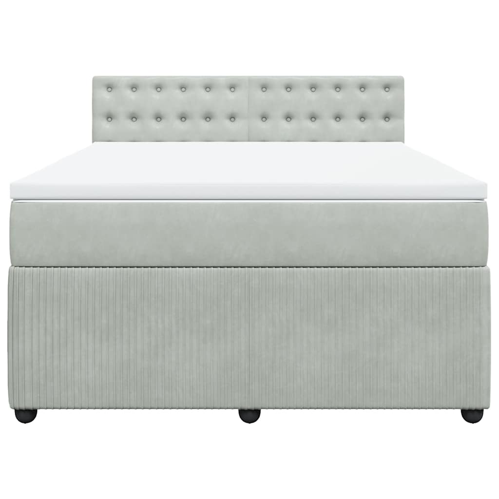 Boxspringbett mit Matratze Hellgrau 160x200 cm Samt